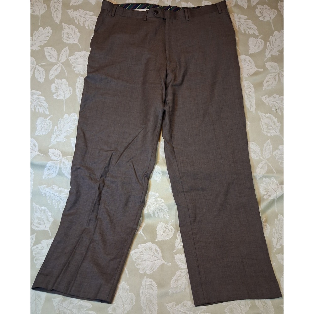 Chaps Mens 100% Wool Brown Dress Pants Flat Front 40W x 28L RN-69456